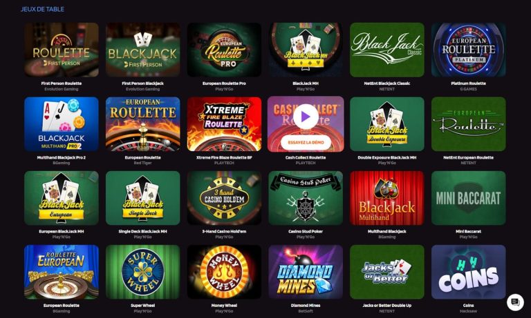 Trivelabet Casino jeux table