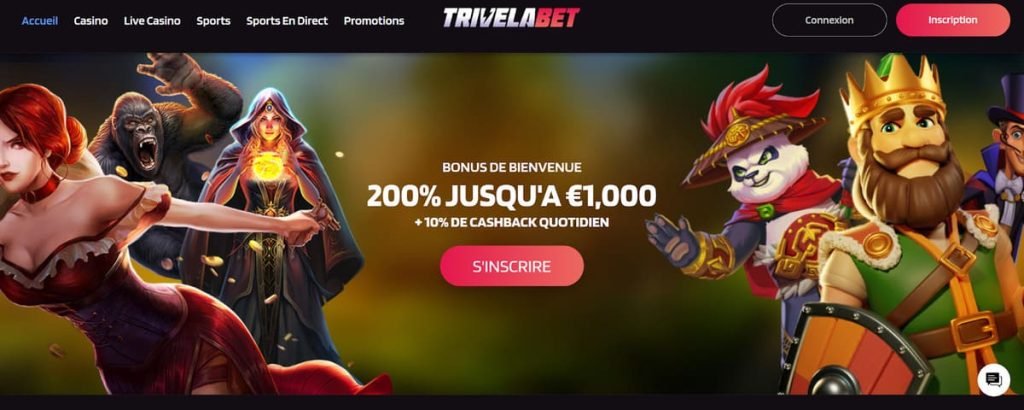 Trivelabet Casino page accueil